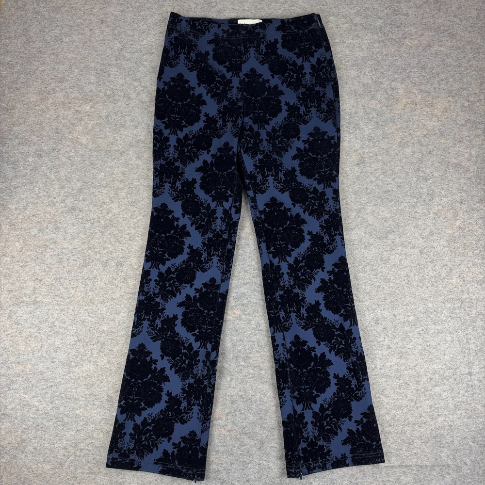 By Anthropologie Tailored Leggings Pants 31" Velvet Floral Blue Womens Small S